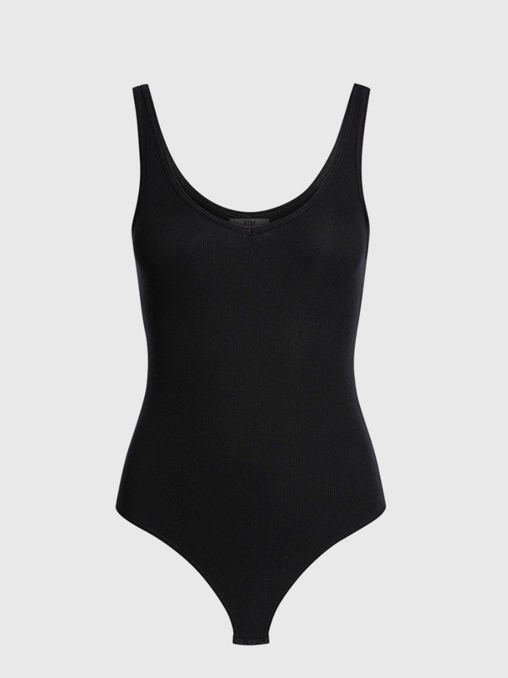 ATM Anthony Thomas Melillo Ribbed V-Neck Bodysuit Black Size Large